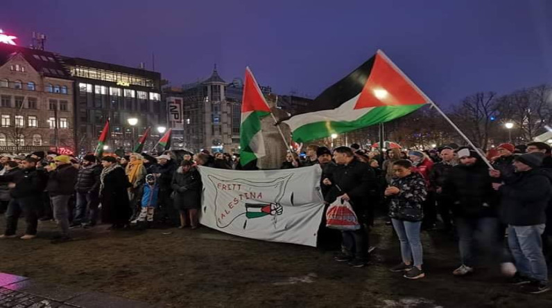 الآلاف أمام البرلمان النرويجي تضامناً مع الشعب الفلسطيني