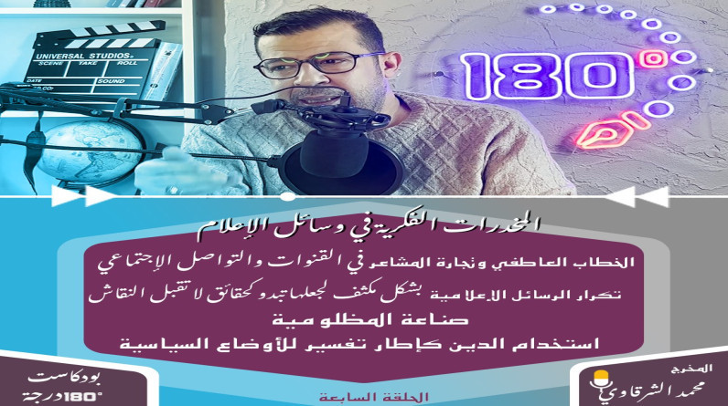 الشرقاوي يتناول المخدرات الفكرية في حلقته الجديدة من بودكاست "180 درجة"