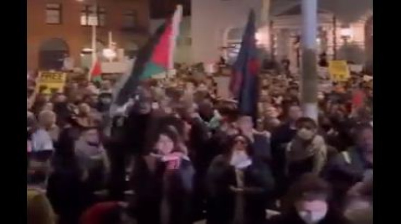 الآلآف يتظاهرون أمام المبنى الفيدرالي لوقف إطلاق النار بغزة (فيديو)